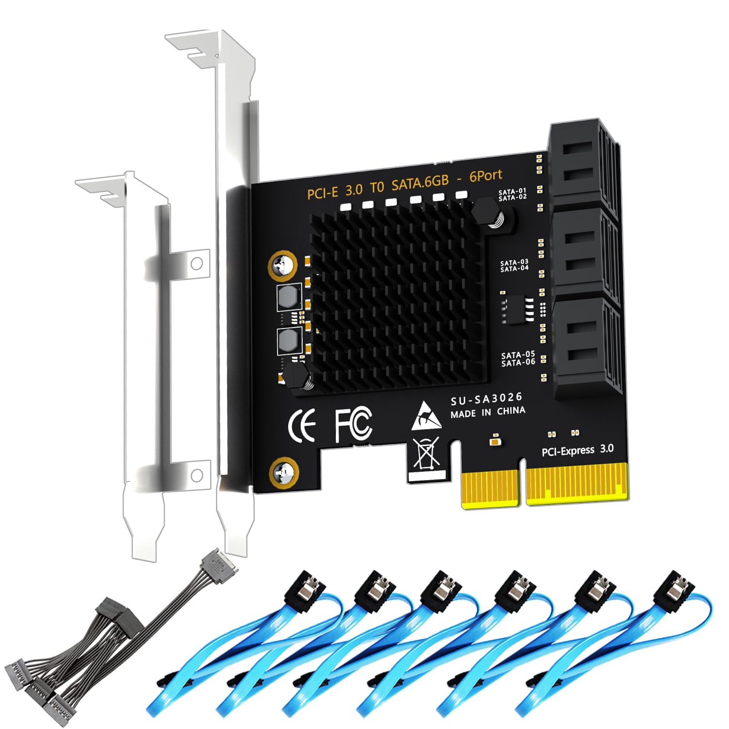 Amazon.co.jp: GLOTRENDS SA3026-C 6ポート増設ボードPCIe X4